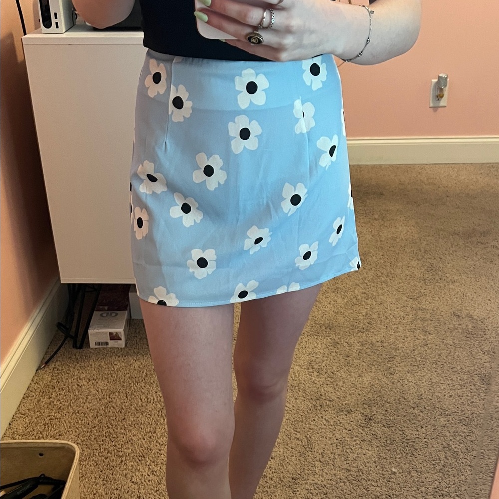 Floral Blue Mini Skirt